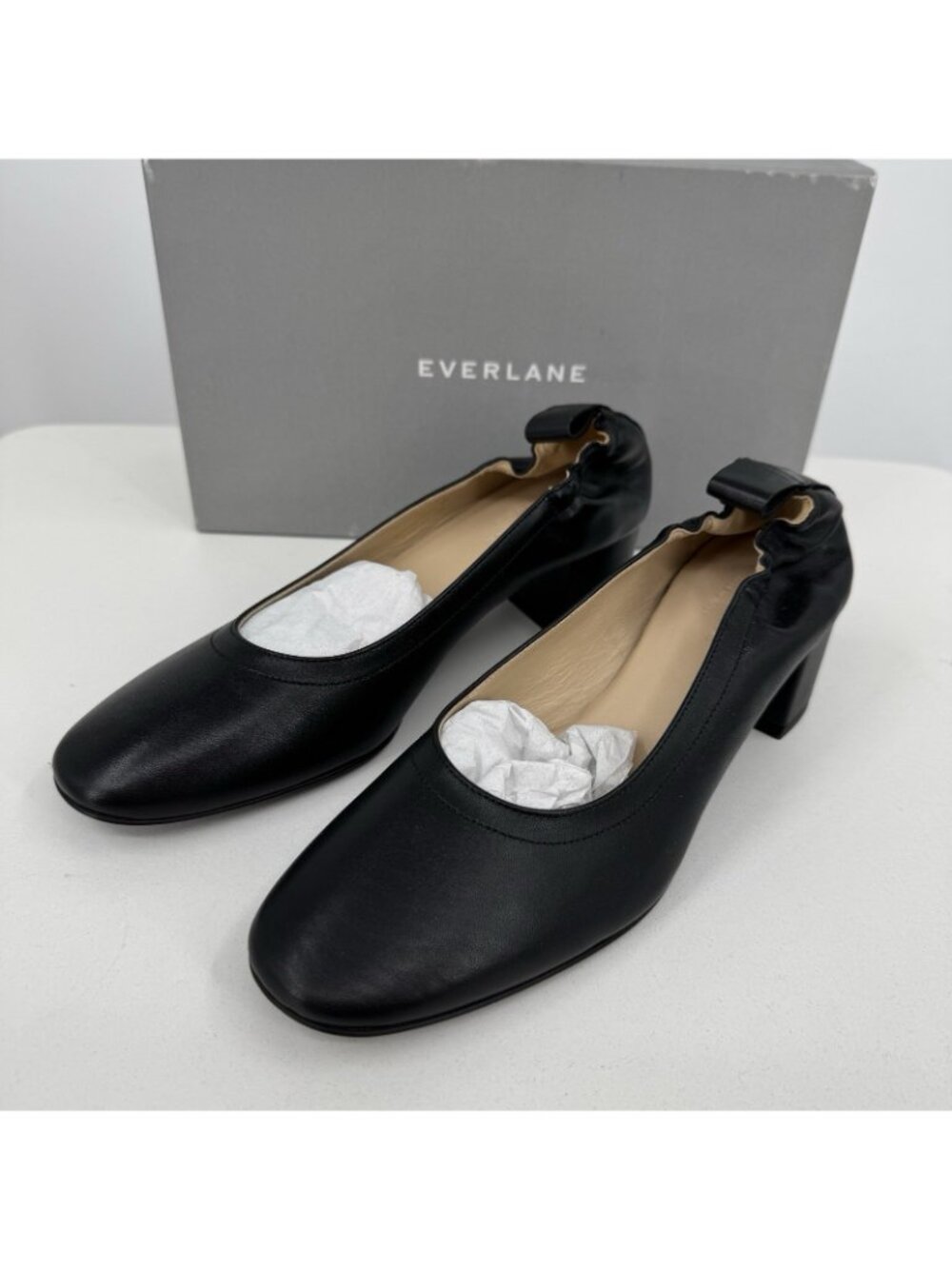 Everlane Italian Leather Day Heel size 8 Women's Black Elastic Back Comfort - Picture 4 of 11